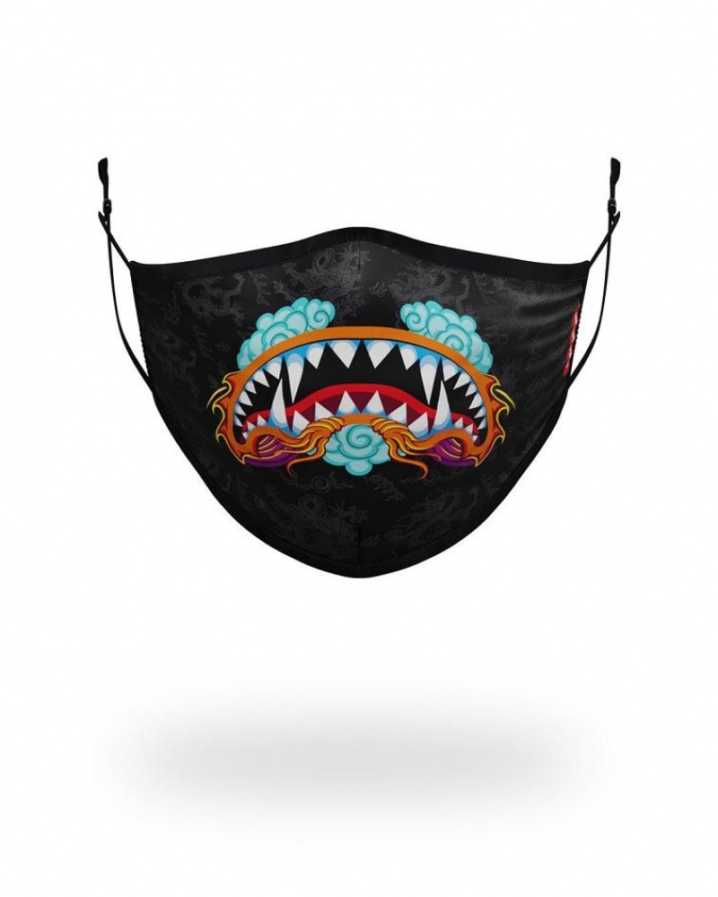 Black Men\'s Sprayground Dragon Shark Face Masks | CIGN47192