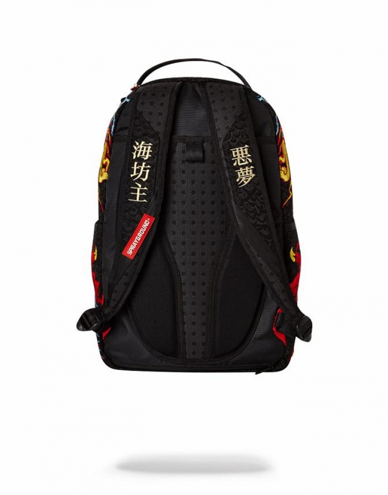 Black Men's Sprayground Dragon Shark Nightmare Backpacks | OTLF27958