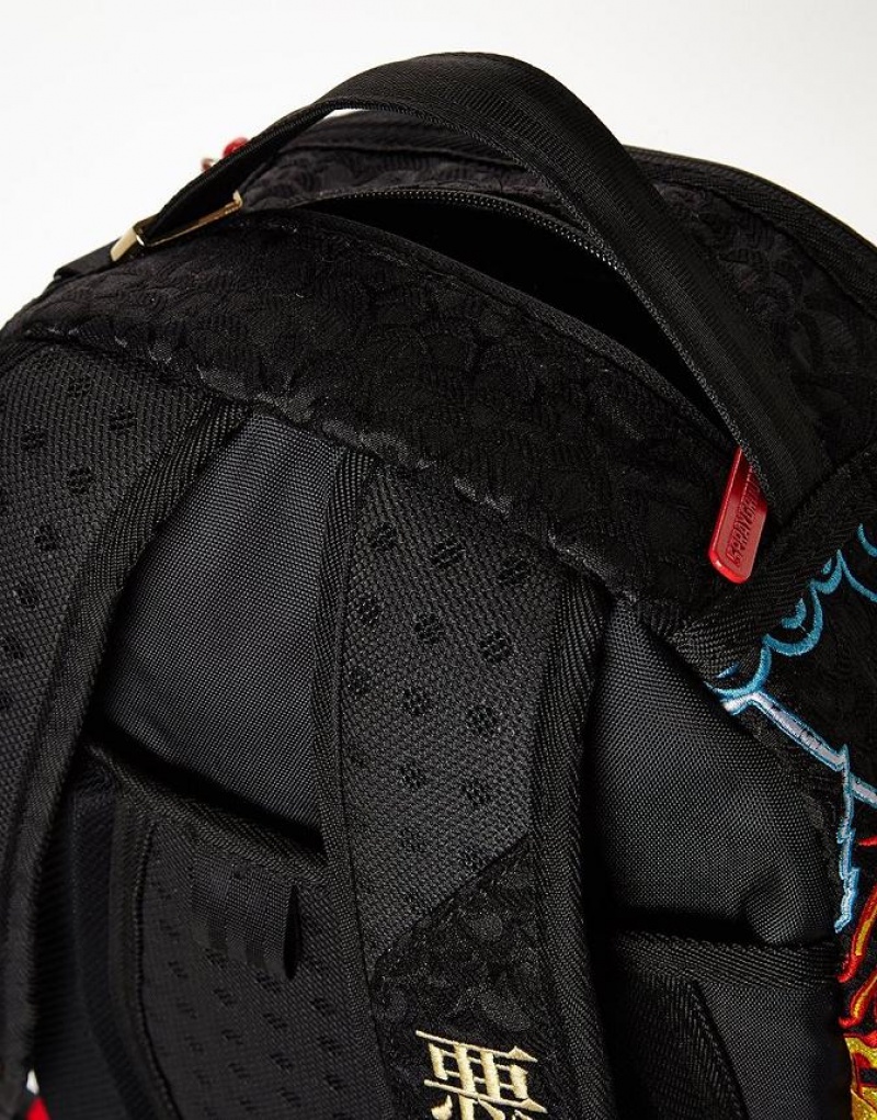 Black Men's Sprayground Dragon Shark Nightmare Backpacks | OTLF27958