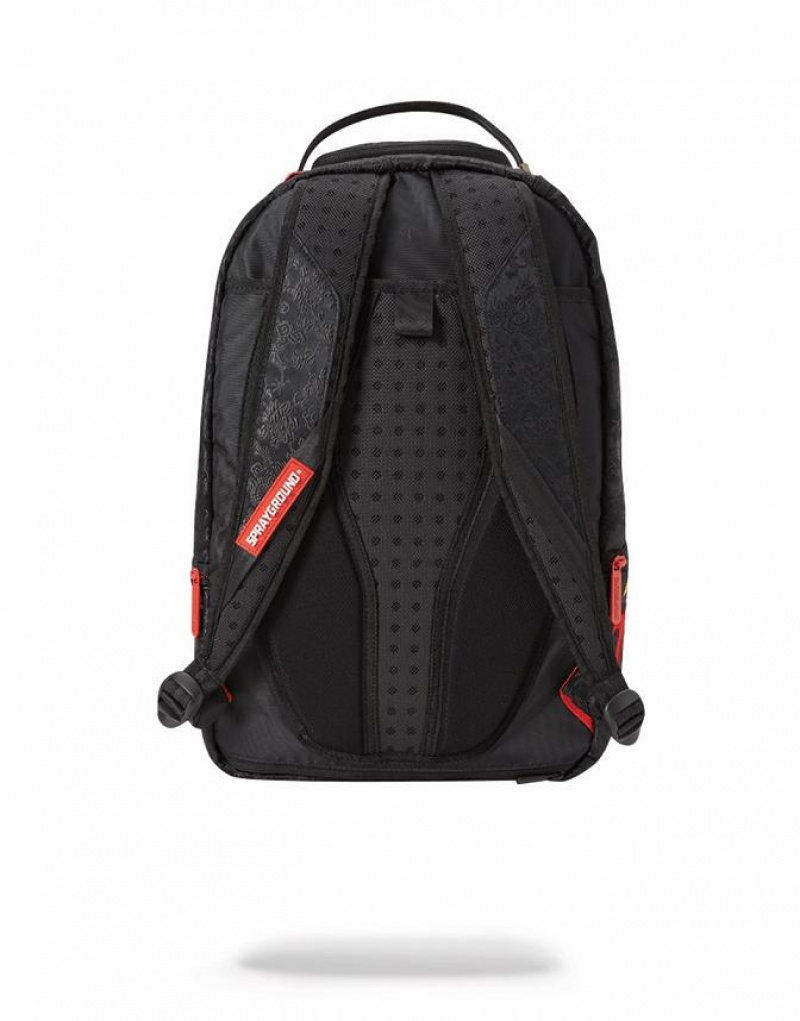 Black Men's Sprayground Dragon Side Shark Cargo Backpacks | BORW24091