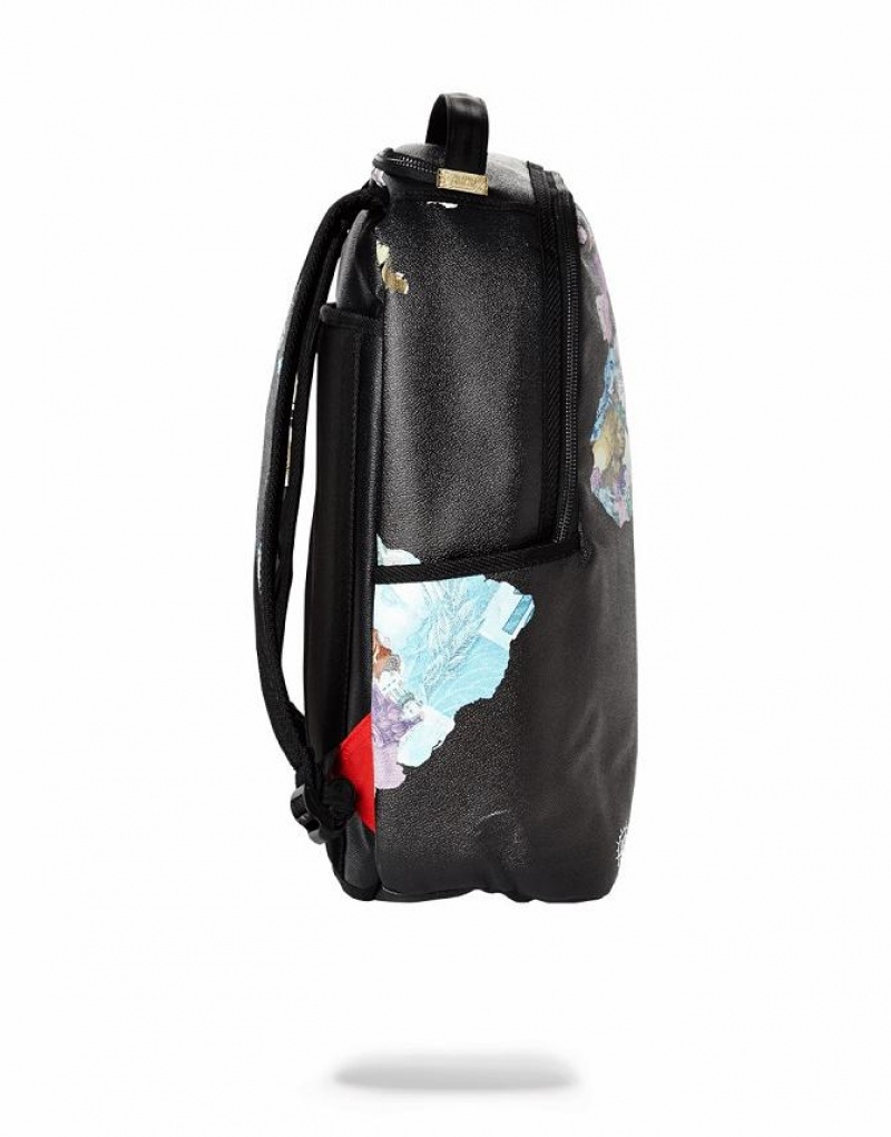 Black Men's Sprayground Global Money Backpacks | DUQI14572