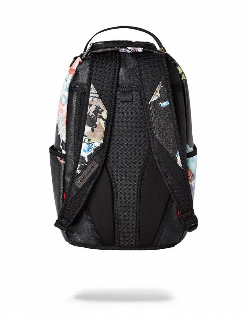 Black Men's Sprayground Global Money Backpacks | DUQI14572