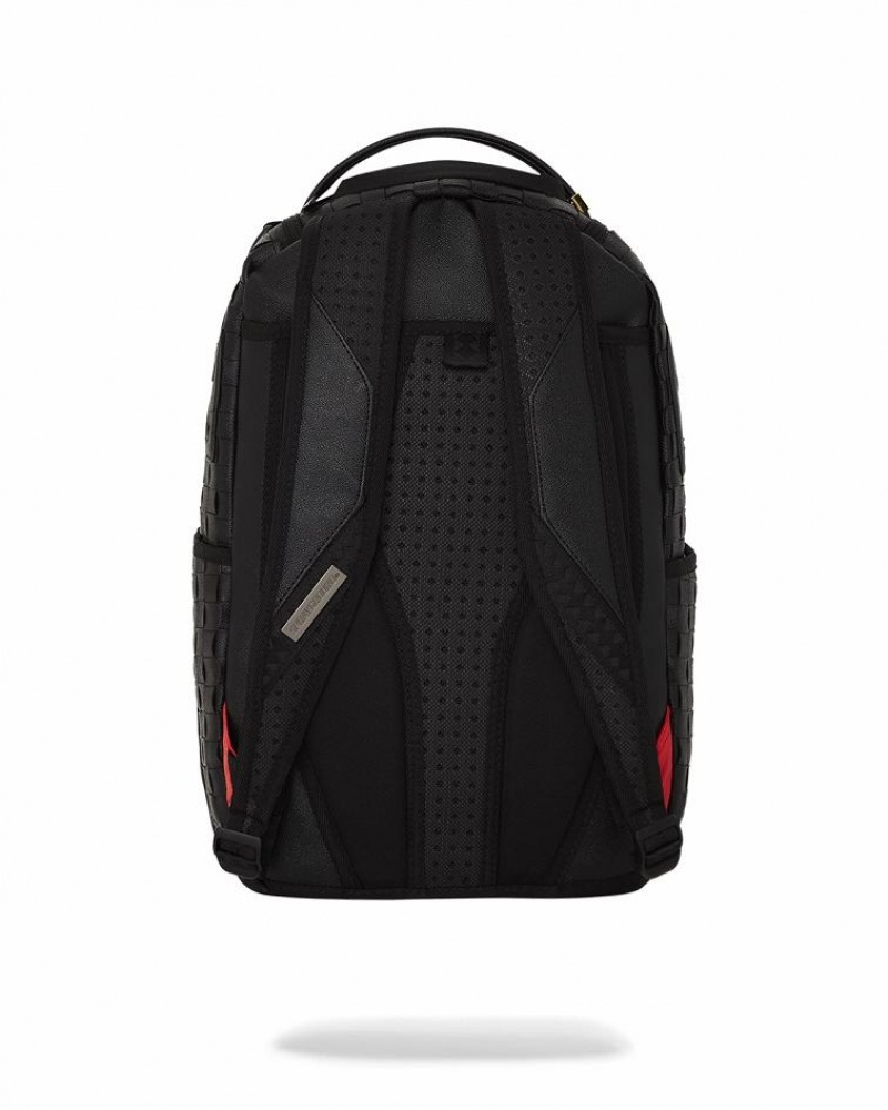 Black Men's Sprayground Handwoven Cut & Sew Backpacks | RJZV98267