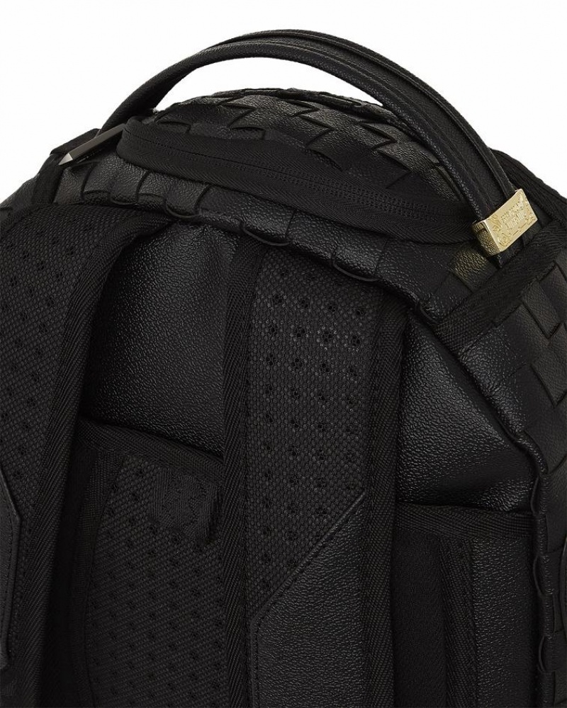 Black Men's Sprayground Handwoven Cut & Sew Backpacks | RJZV98267