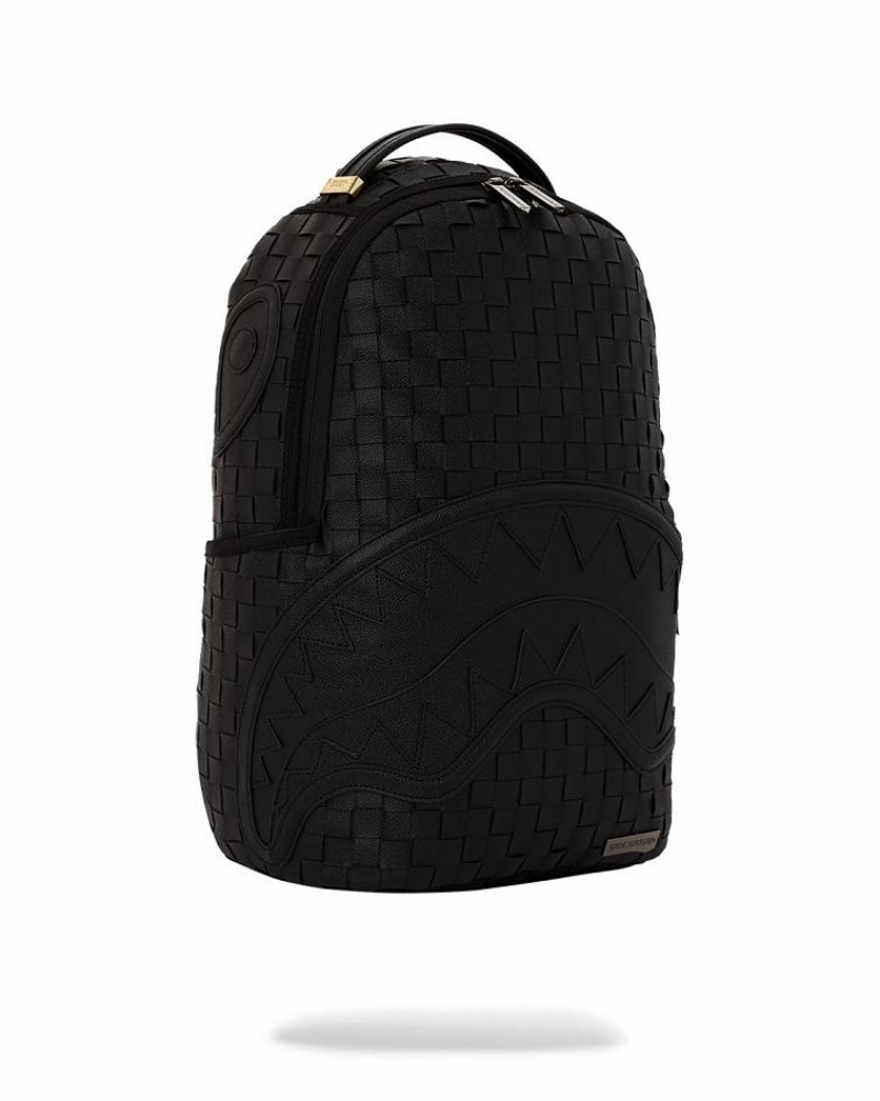 Black Men's Sprayground Handwoven Cut & Sew Backpacks | RJZV98267