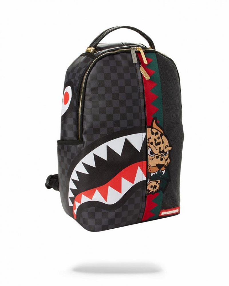 Black Men's Sprayground Italia Diviso Backpacks | WJKN49086