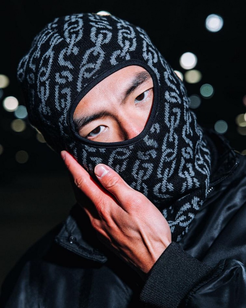 Black Men's Sprayground Magnetic Pulse Ski Mask | MCYU27195