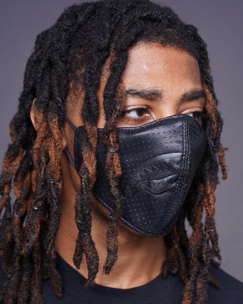 Black Men's Sprayground Midnight Shark Face Masks | BEJZ07398