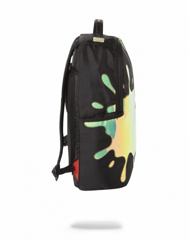 Black Men's Sprayground Mirror Reflective Splat Backpacks | JNHU01924