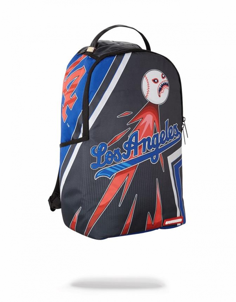 Black Men's Sprayground Mlb La Dodgers Backpacks | KWAV38594