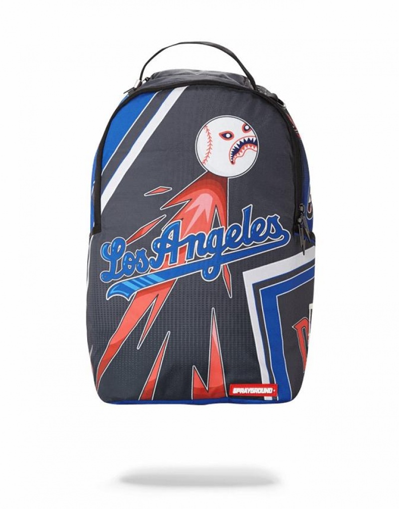 Black Men\'s Sprayground Mlb La Dodgers Backpacks | KWAV38594