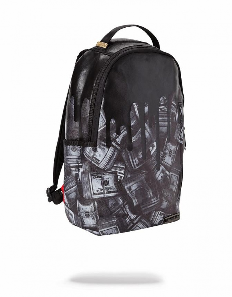 Black Men's Sprayground Money Drips Backpacks | DYEJ04921