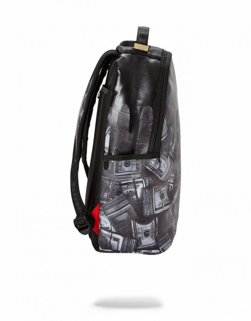 Black Men's Sprayground Money Drips Backpacks | DYEJ04921