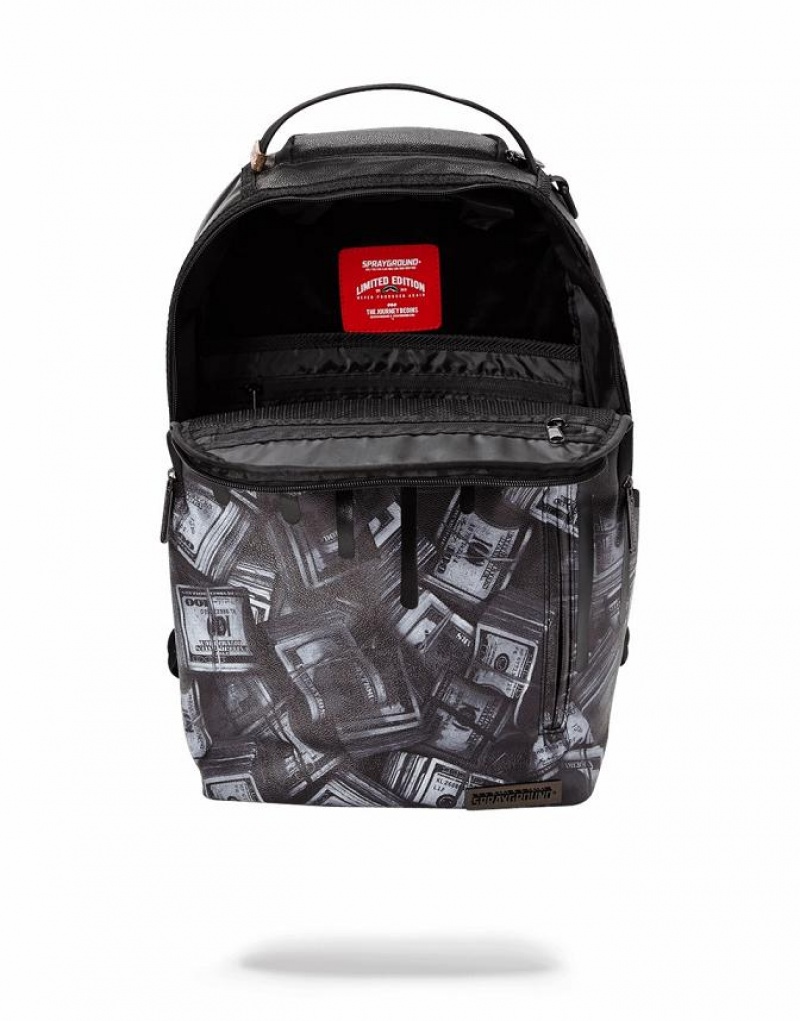 Black Men's Sprayground Money Drips Backpacks | DYEJ04921