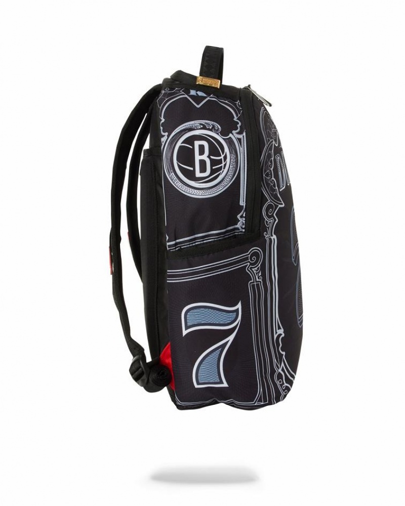 Black Men's Sprayground Nba Durant Money Backpacks | OLKX41360