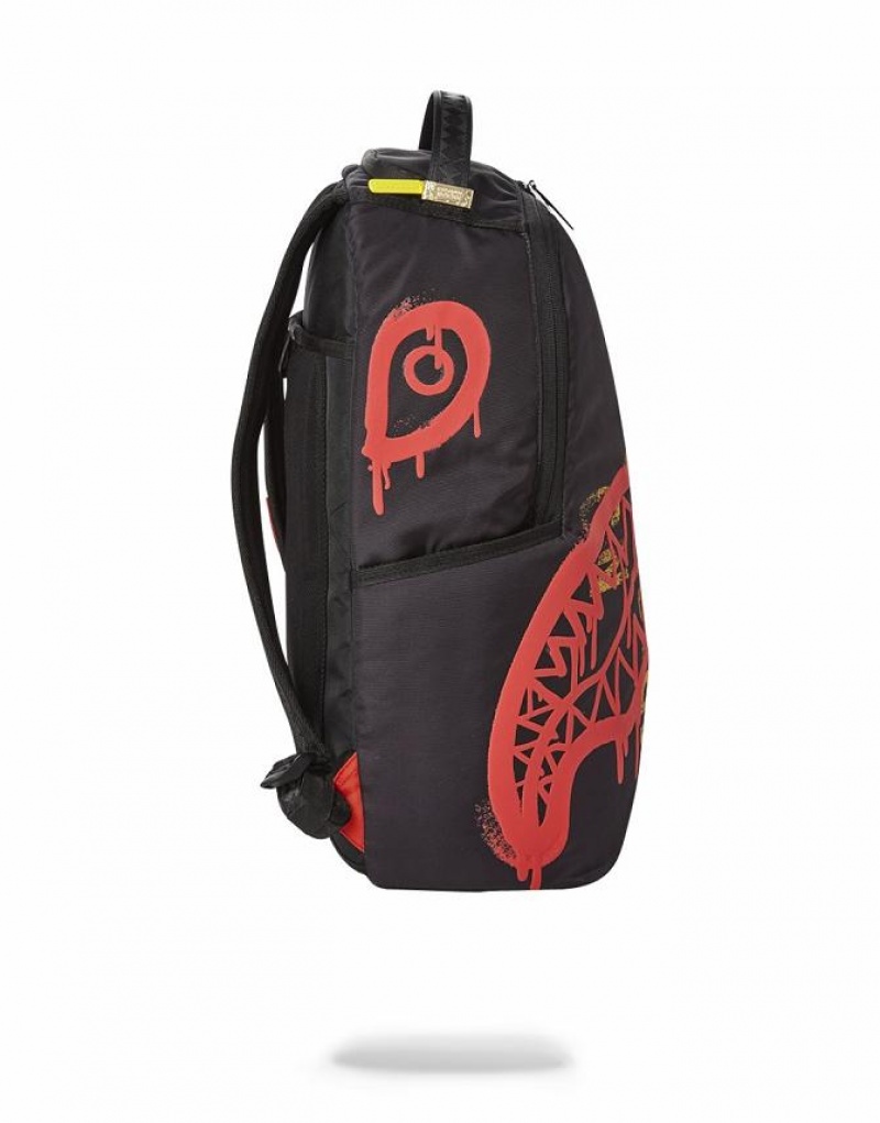 Black Men's Sprayground No Trespassing Backpacks | TGFH28615