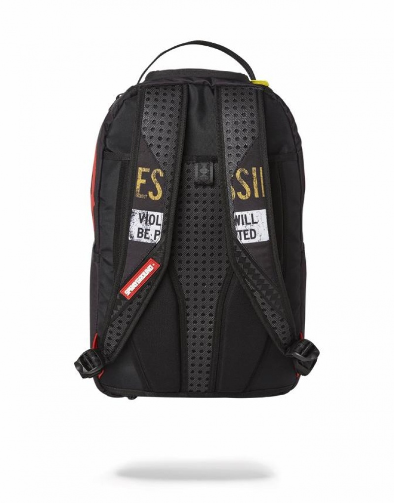 Black Men's Sprayground No Trespassing Backpacks | TGFH28615