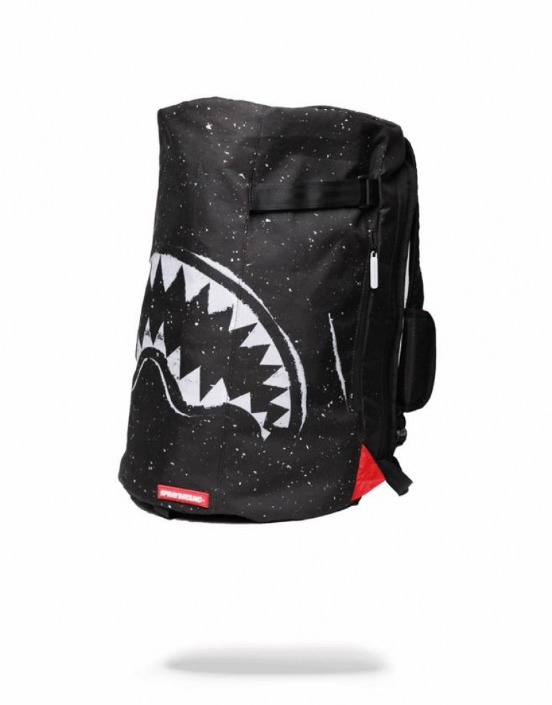 Black Men's Sprayground Party Shark Duffpack Backpacks | IFND53281