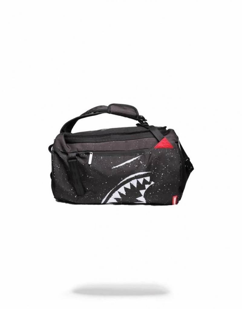 Black Men's Sprayground Party Shark Duffpack Backpacks | IFND53281