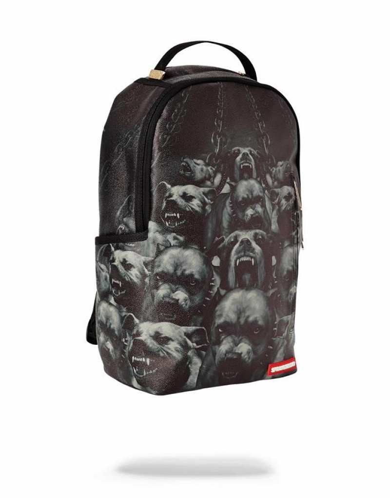 Black Men's Sprayground Pitbulls Backpacks | PUGQ96852