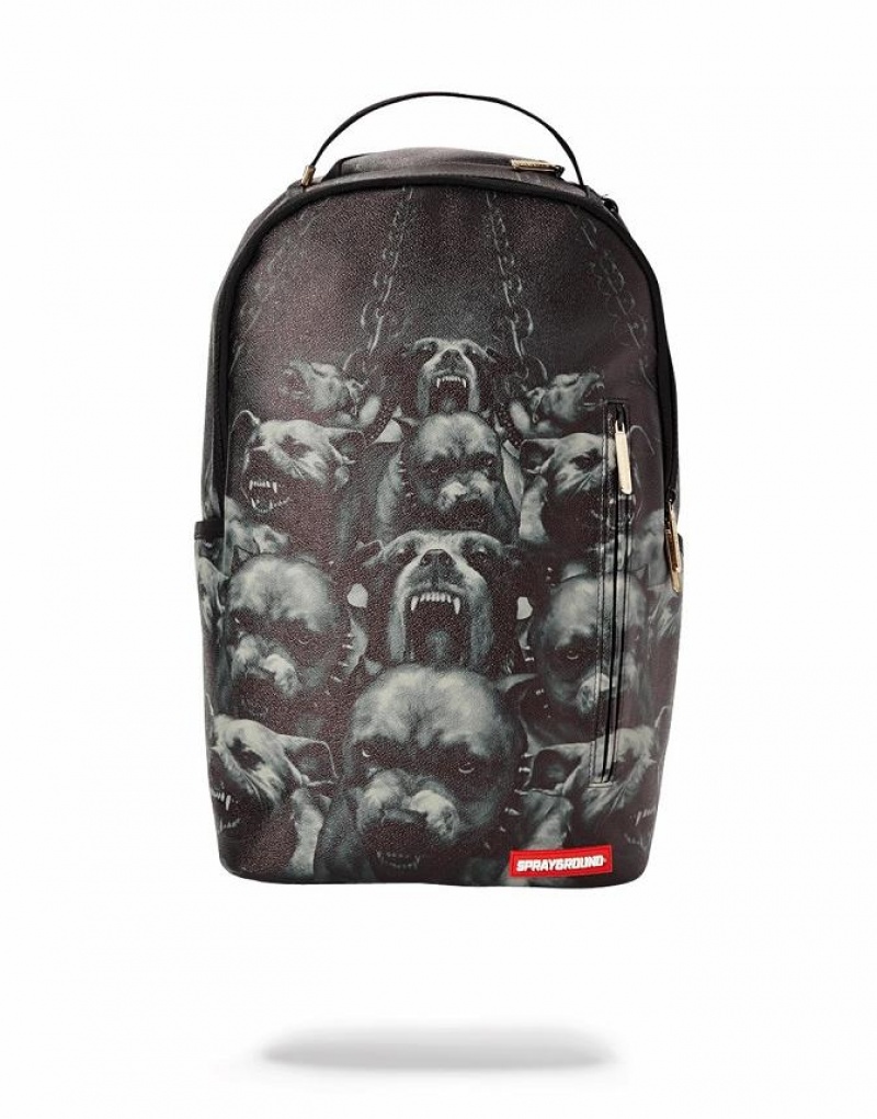 Black Men\'s Sprayground Pitbulls Backpacks | PUGQ96852