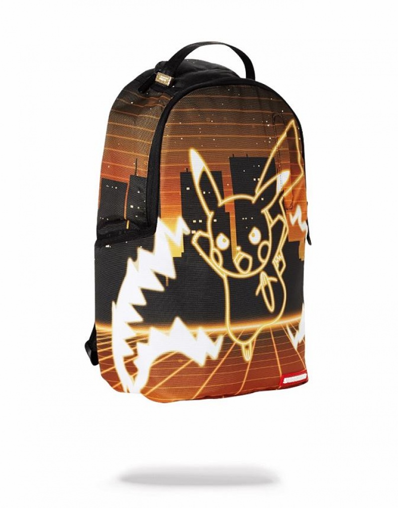 Black Men's Sprayground Pokemon Pikachu Backpacks | NABW43182