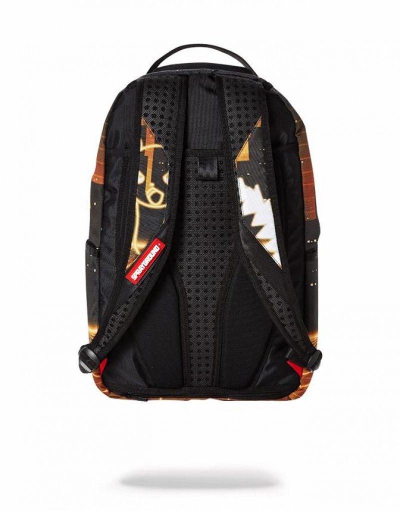 Black Men's Sprayground Pokemon Pikachu Backpacks | NABW43182