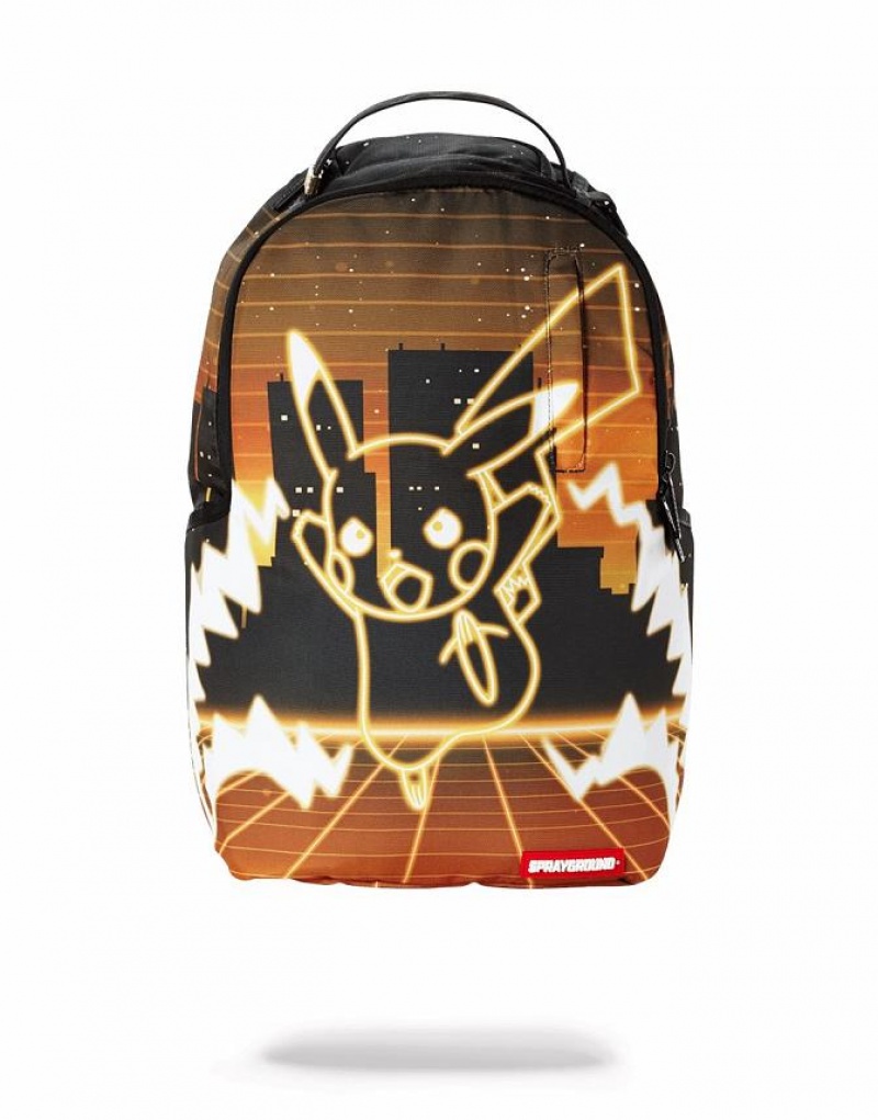 Black Men\'s Sprayground Pokemon Pikachu Backpacks | NABW43182