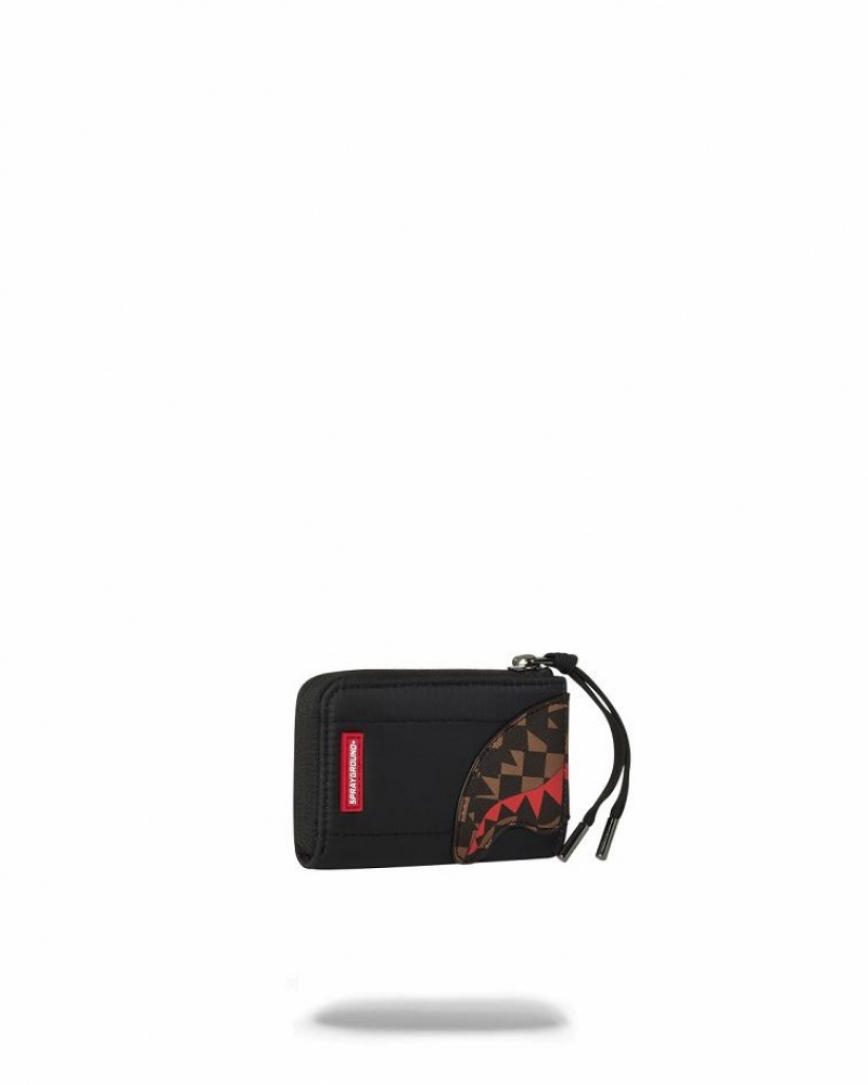 Black Men's Sprayground Puffer Shark Vail Flex Wallets | GPQD94806