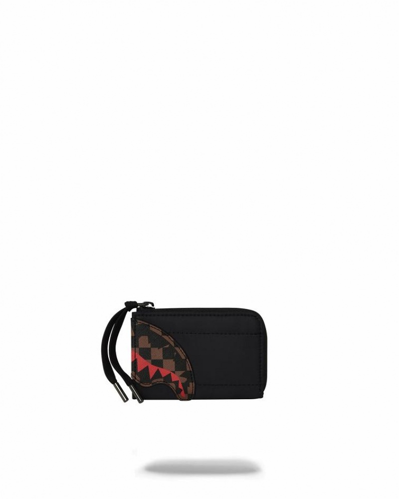 Black Men's Sprayground Puffer Shark Vail Flex Wallets | GPQD94806