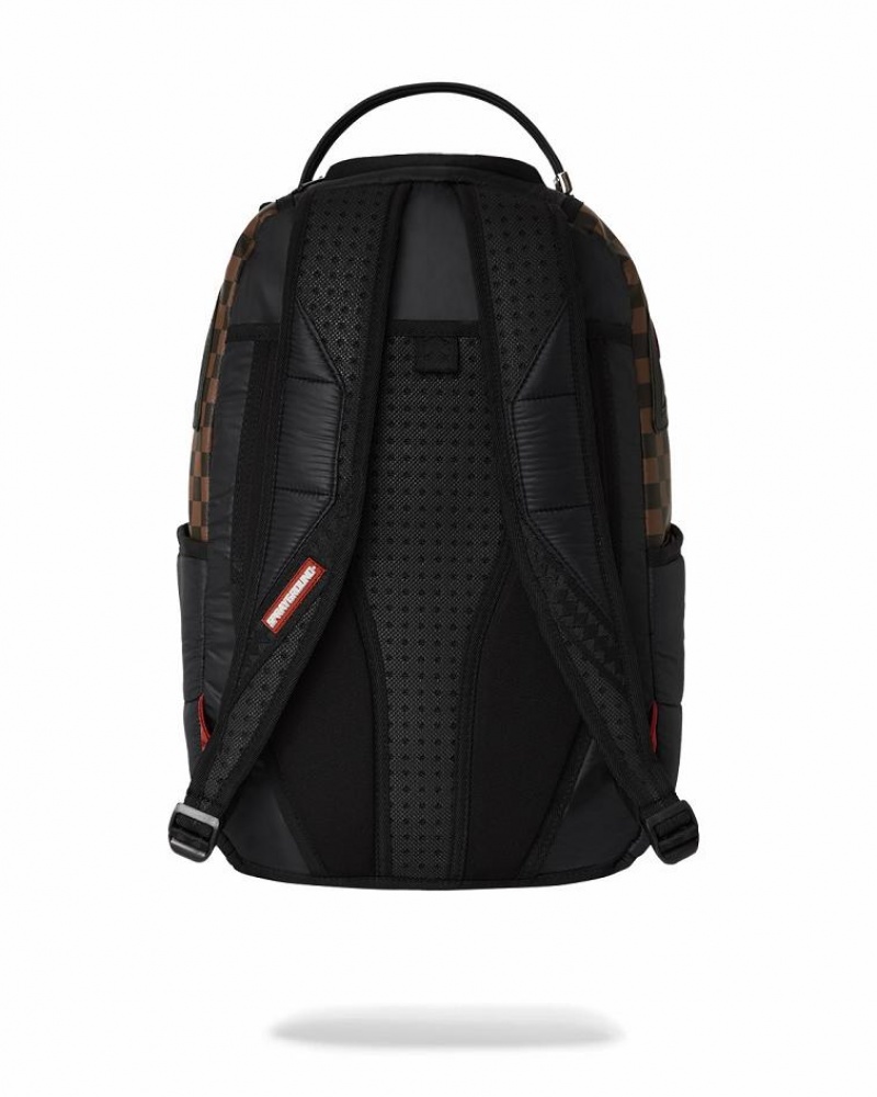 Black Men's Sprayground Puffer Shark Vail Flex Backpacks | LCPM62981