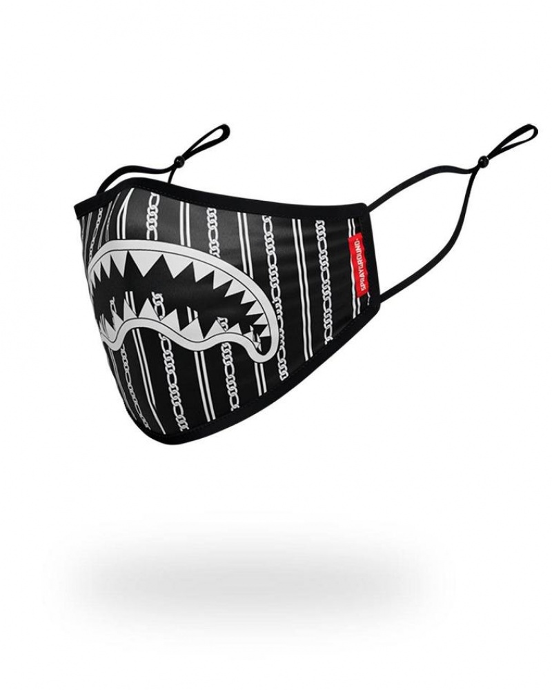 Black Men's Sprayground Reverse Sharks In Paris Face Masks | OQXG72086