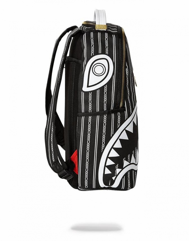 Black Men's Sprayground Reverse Sharks In Paris Backpacks | RWAQ68521