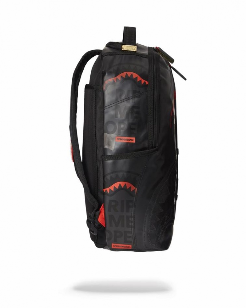 Black Men's Sprayground Rip Me Open Backpacks | TCMJ43567