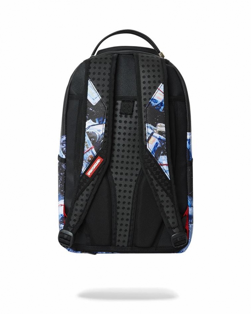 Black Men's Sprayground Sea Bands Backpacks | WQVY91840