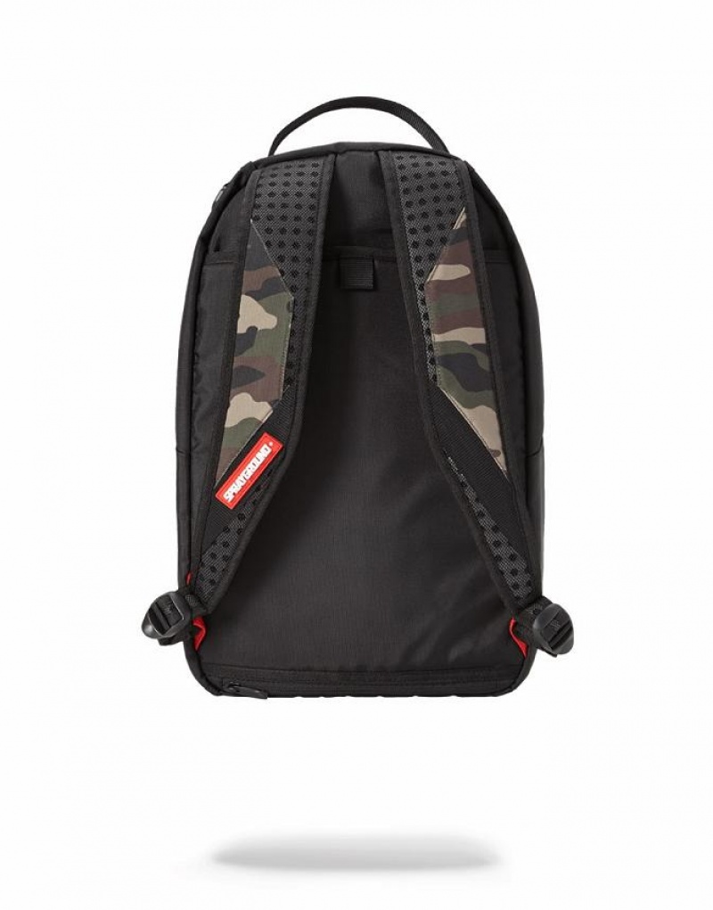 Black Men's Sprayground Shark Double Cargo Backpacks | PBWU28917