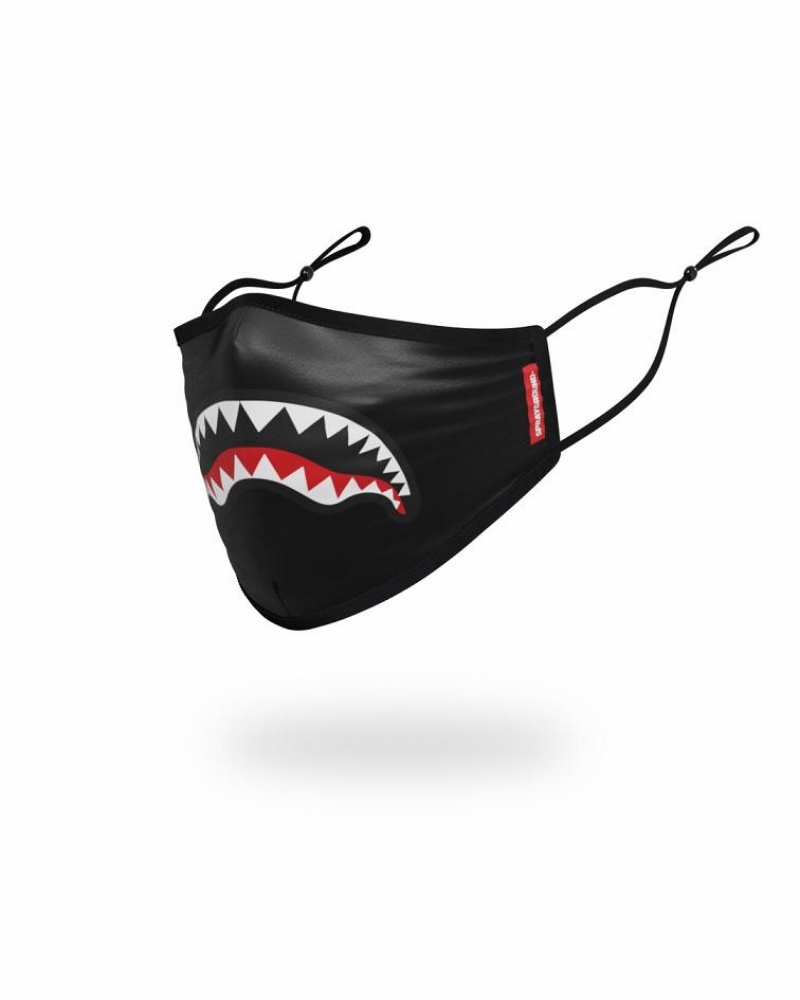 Black Men's Sprayground Shark Logo Face Masks | IYKQ02683