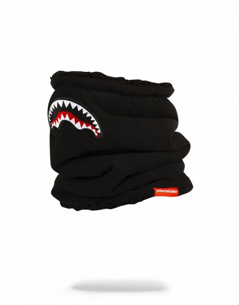 Black Men's Sprayground Shark Mouth Neck Warmer | NMIZ31527