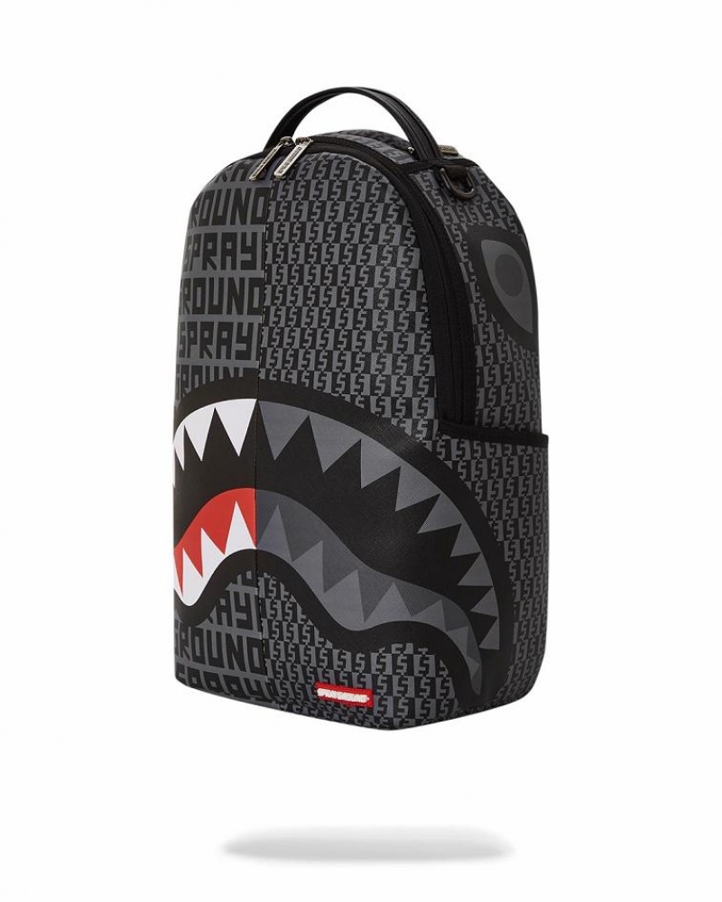 Black Men's Sprayground Sharkfinity Stealth Pilot Backpacks | KPQE53627