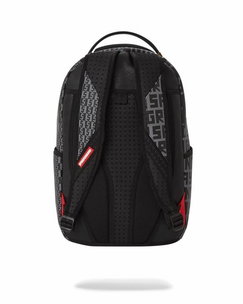 Black Men's Sprayground Sharkfinity Stealth Pilot Backpacks | KPQE53627