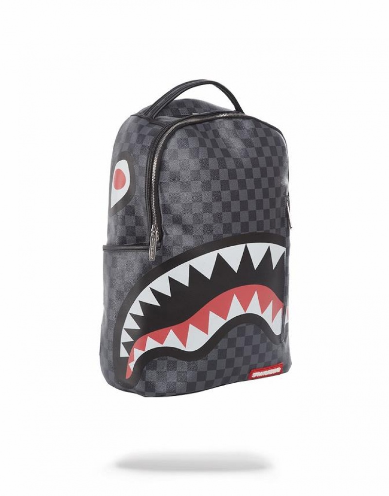 Black Men's Sprayground Sharks In Paris Backpacks | HLKM70982