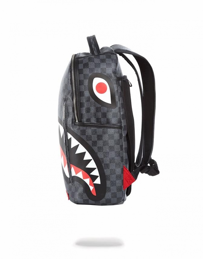 Black Men's Sprayground Sharks In Paris Backpacks | HLKM70982