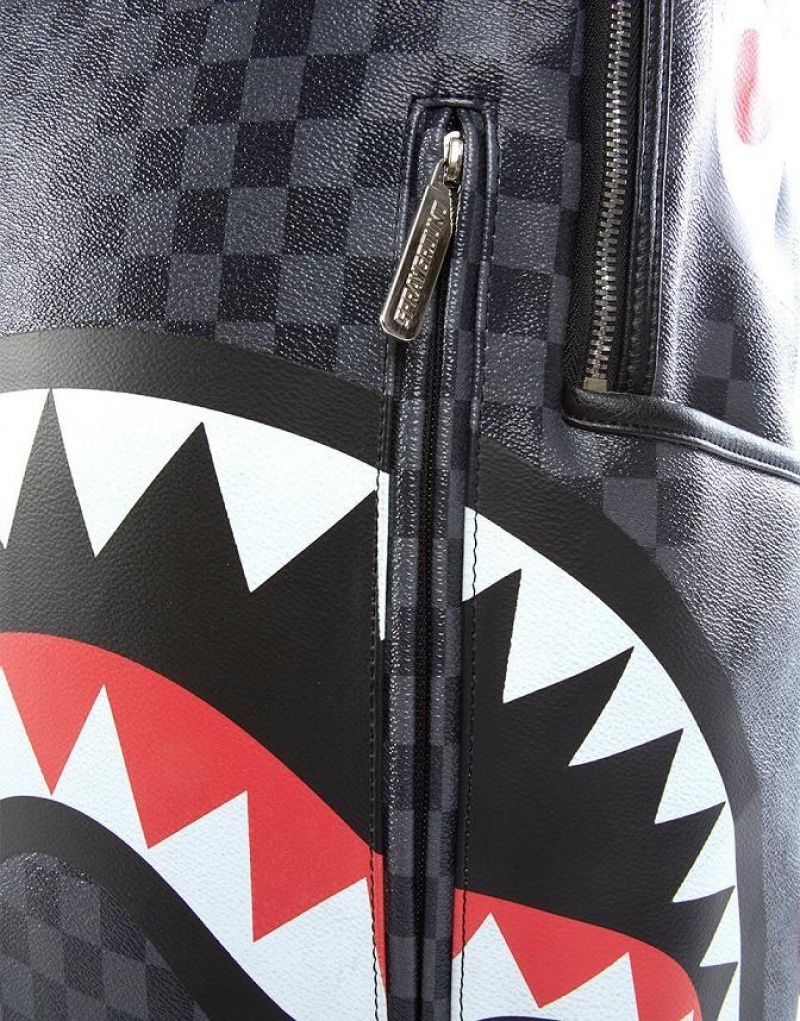 Black Men's Sprayground Sharks In Paris Backpacks | HLKM70982