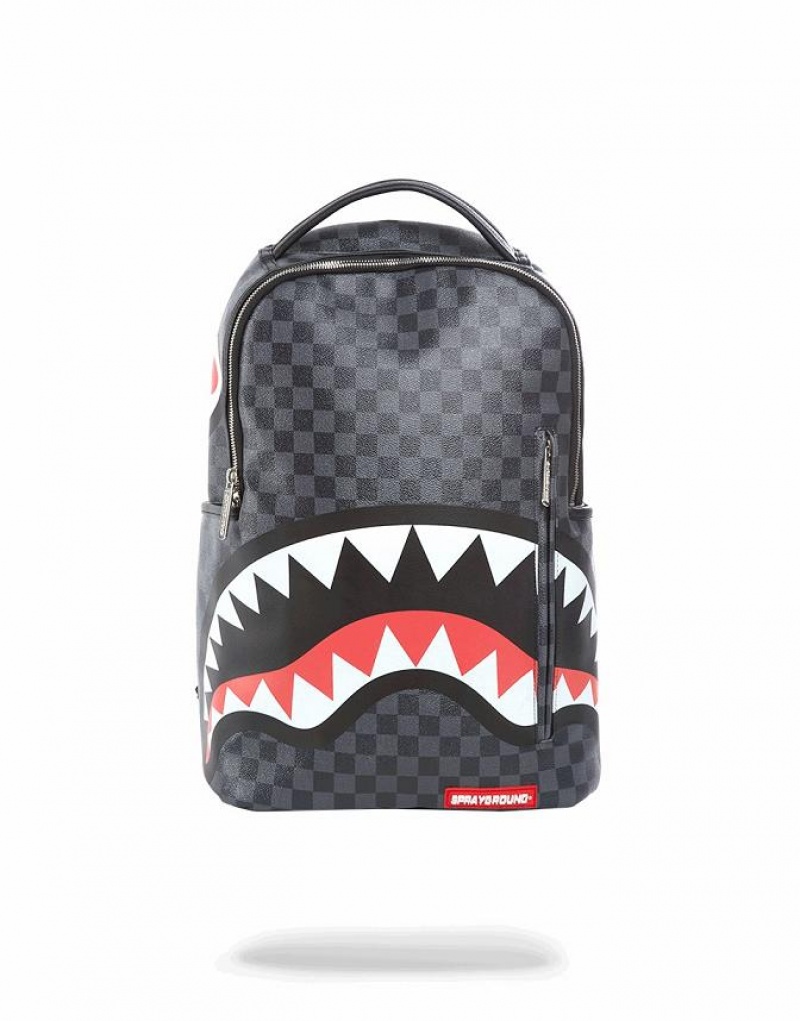 Black Men\'s Sprayground Sharks In Paris Backpacks | HLKM70982