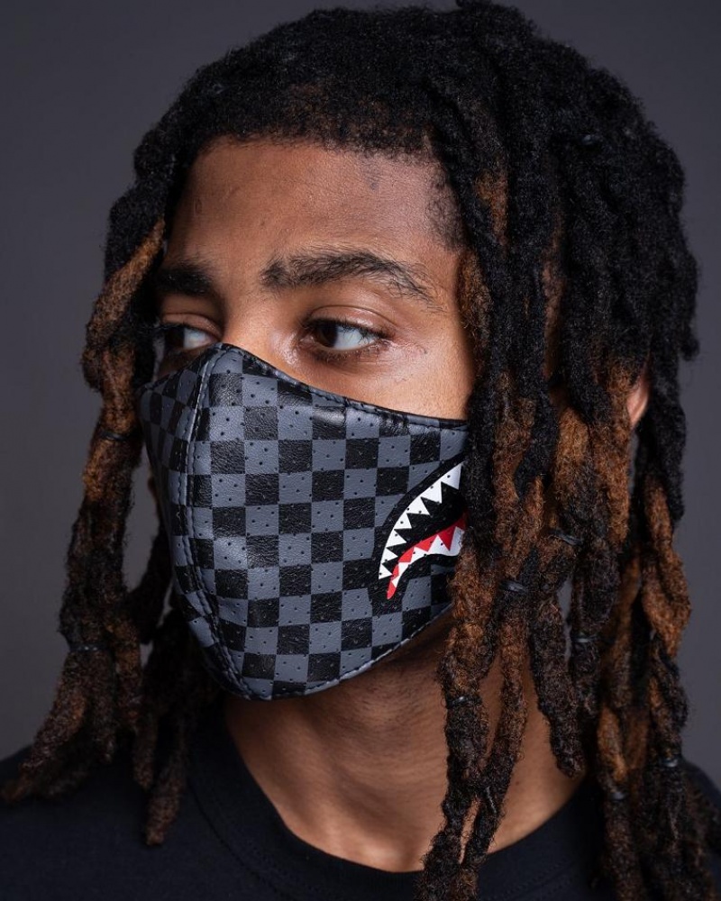 Black Men's Sprayground Sharks In Paris Face Masks | UEDI42539