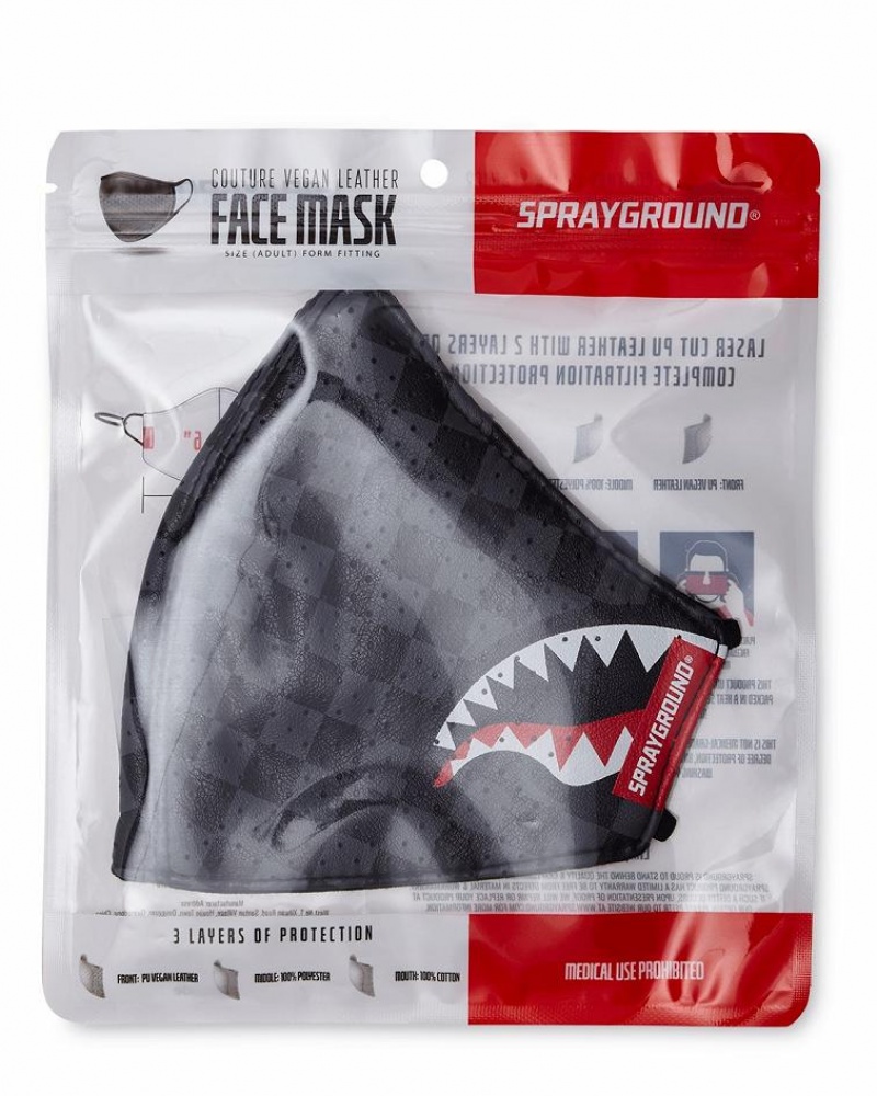 Black Men's Sprayground Sharks In Paris Face Masks | UEDI42539