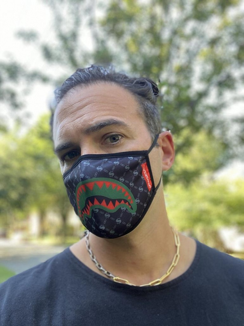 Black Men's Sprayground Spucci Face Masks | LWNF72360