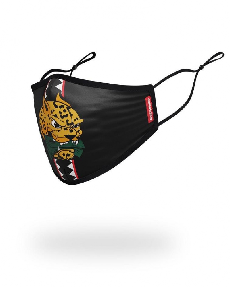 Black Men's Sprayground Spucci Leopard Face Masks | UVSI59614