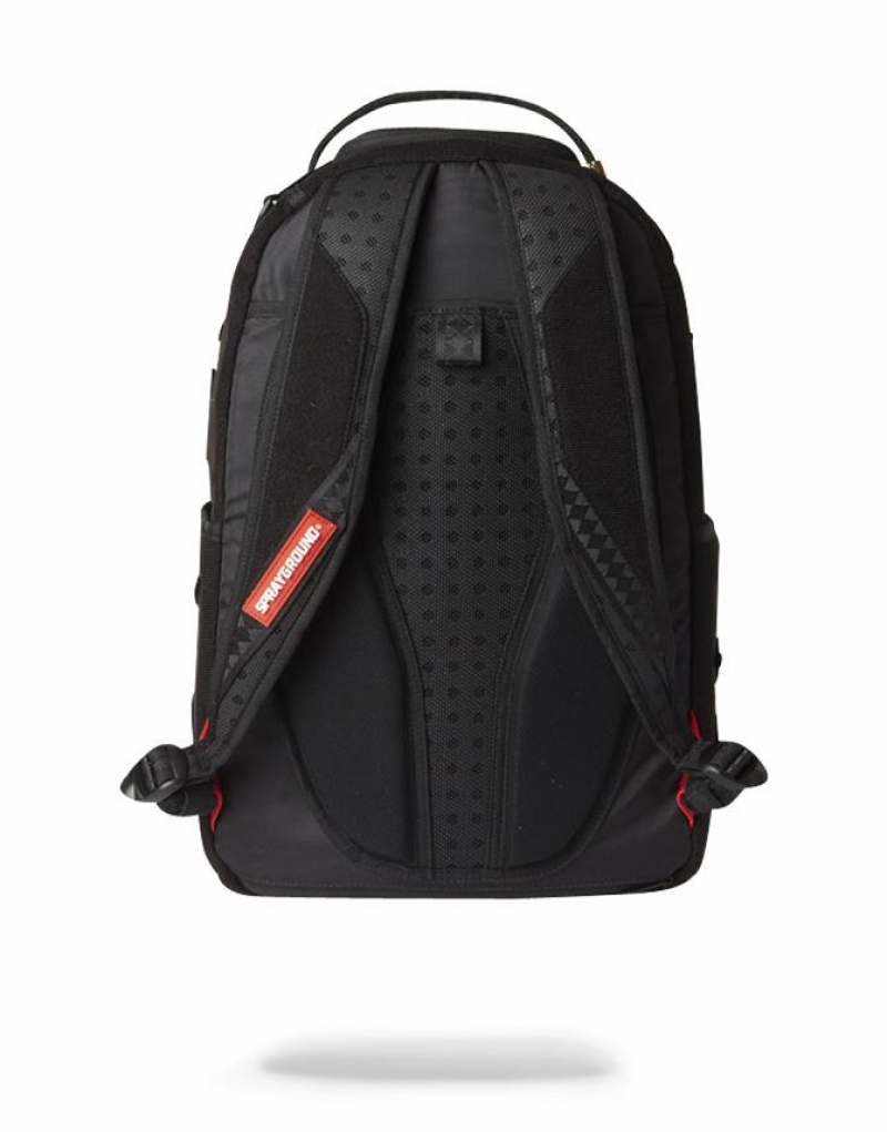 Black Men's Sprayground The 32 Removable Patches Velcro Backpacks | YTLG96824