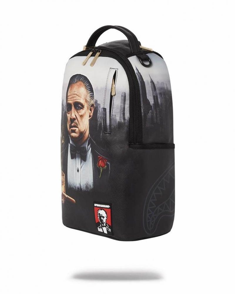 Black Men's Sprayground The Godfather Backpacks | AHVM74312